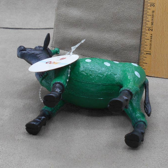 Party Animals Black Cow in Green Polka Hat Dot Ankyo Development - Picture 7 of 7